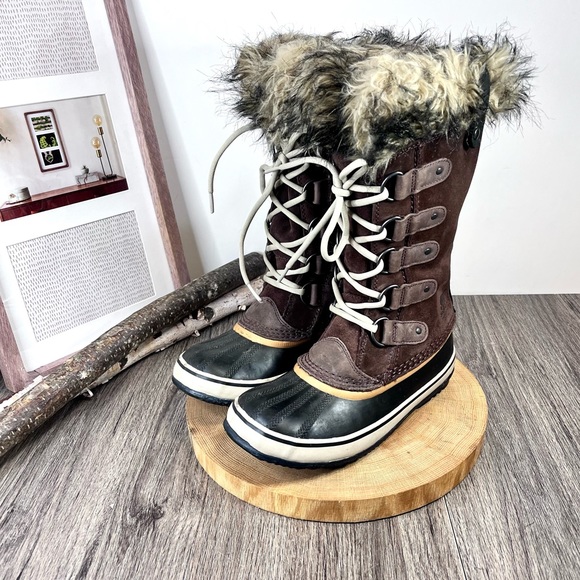 *Sorel | Joan Of Arctic NL1540-256 Sudan Brown Suede Waterproof Boots Size 7 - Picture 1 of 16
